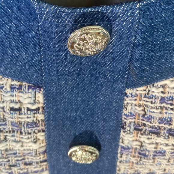 NWT DENIM & TWEED BUTTON FRONT BUSTIER TOP - Picture 3 of 16